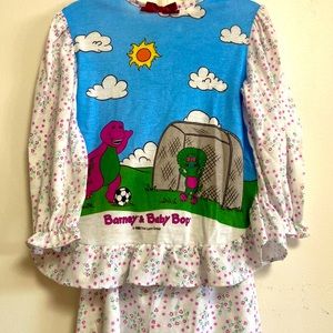 Vintage Barney and Baby Bop pajama set